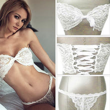 Load image into Gallery viewer, Women Fashion Sexy Bowknot Bandage Lace Top Bra Underwear G-string Suit