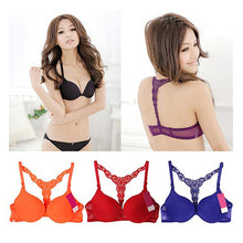 Load image into Gallery viewer, Women Fashion Front Closure Sexy Lace Racer Back Push Up Underwear Lingerie Bra