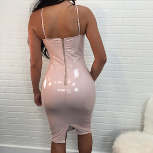 Sexy Women Solid Color Spaghetti Strap Back Zipper Slit Bodycon Party Club Dress