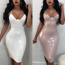 Load image into Gallery viewer, Sexy Women Solid Color Spaghetti Strap Back Zipper Slit Bodycon Party Club Dress