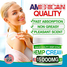 Load image into Gallery viewer, Hemp Pain Relief Cream - 15,000 MG - Natural Hemp Extract Relieves Inflammation, Knee, Muscle, Joint &amp; Back Pain - Contains Arnica, MSM &amp; EMU Oil - Non-GMO - Made in USA: Health &amp; Personal Care