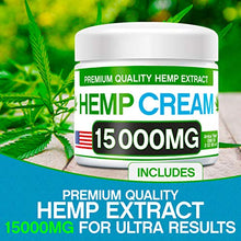 Load image into Gallery viewer, Hemp Pain Relief Cream - 15,000 MG - Natural Hemp Extract Relieves Inflammation, Knee, Muscle, Joint &amp; Back Pain - Contains Arnica, MSM &amp; EMU Oil - Non-GMO - Made in USA: Health &amp; Personal Care