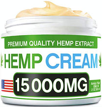 Load image into Gallery viewer, Hemp Pain Relief Cream - 15,000 MG - Natural Hemp Extract Relieves Inflammation, Knee, Muscle, Joint &amp; Back Pain - Contains Arnica, MSM &amp; EMU Oil - Non-GMO - Made in USA: Health &amp; Personal Care