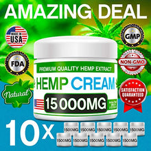 Load image into Gallery viewer, Hemp Pain Relief Cream - 15,000 MG - Natural Hemp Extract Relieves Inflammation, Knee, Muscle, Joint &amp; Back Pain - Contains Arnica, MSM &amp; EMU Oil - Non-GMO - Made in USA: Health &amp; Personal Care