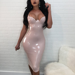 Sexy Women Solid Color Spaghetti Strap Back Zipper Slit Bodycon Party Club Dress