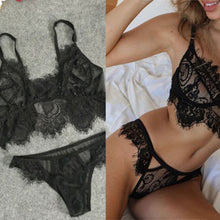 Load image into Gallery viewer, Women&#39;s Sexy Lace Hollow Sleepwear Underwear Lace G-string + Bra Nightwear Set