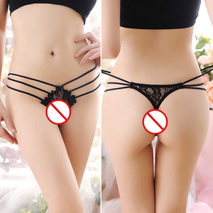 Women Sexy Lace Condole Belt Thongs T-Back G-String Low Waist Briefs Panties