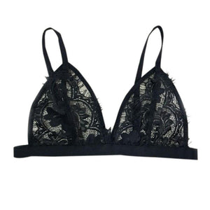 Lady Sexy Hollow Out Harness Floral Lace Unpadded Strappy Bra Bralette Underwear