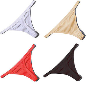 Women Cotton Low Waist Soft Solid Color G-String Thong Panties Sexy Underwear