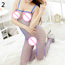 Load image into Gallery viewer, Women Sexy Spaghetti Strap Fishnet Bodysuit Open Crotch Sleepwear Nightwear