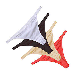 Women Cotton Low Waist Soft Solid Color G-String Thong Panties Sexy Underwear