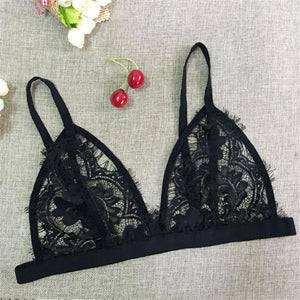 Lady Sexy Hollow Out Harness Floral Lace Unpadded Strappy Bra Bralette Underwear