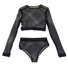 Load image into Gallery viewer, Women Sexy Hollow Fishing Net Sleepwear Underwear Briefs + Top Nightwear Set