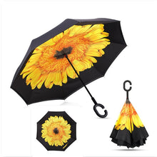 Load image into Gallery viewer, Inverted Umbrella Double Layer sun parasol Women Rain Reverse Umbrellas male guarda chuva invertido paraguas parapluie Windproof