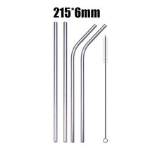 Load image into Gallery viewer, UPORS 4/8Pcs Reusable Drinking Straw High Quality 304 Stainless Steel Metal Straw with Cleaner Brush Wholesale