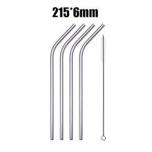 Load image into Gallery viewer, UPORS 4/8Pcs Reusable Drinking Straw High Quality 304 Stainless Steel Metal Straw with Cleaner Brush Wholesale