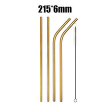 Load image into Gallery viewer, UPORS 4/8Pcs Reusable Drinking Straw High Quality 304 Stainless Steel Metal Straw with Cleaner Brush Wholesale