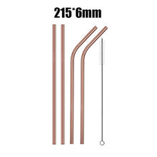 Load image into Gallery viewer, UPORS 4/8Pcs Reusable Drinking Straw High Quality 304 Stainless Steel Metal Straw with Cleaner Brush Wholesale