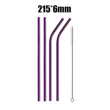 Load image into Gallery viewer, UPORS 4/8Pcs Reusable Drinking Straw High Quality 304 Stainless Steel Metal Straw with Cleaner Brush Wholesale