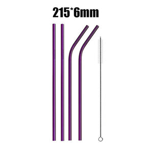 UPORS 4/8Pcs Reusable Drinking Straw High Quality 304 Stainless Steel Metal Straw with Cleaner Brush Wholesale