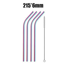 Load image into Gallery viewer, UPORS 4/8Pcs Reusable Drinking Straw High Quality 304 Stainless Steel Metal Straw with Cleaner Brush Wholesale