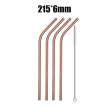 Load image into Gallery viewer, UPORS 4/8Pcs Reusable Drinking Straw High Quality 304 Stainless Steel Metal Straw with Cleaner Brush Wholesale