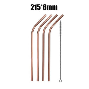 UPORS 4/8Pcs Reusable Drinking Straw High Quality 304 Stainless Steel Metal Straw with Cleaner Brush Wholesale