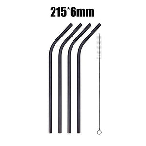 UPORS 4/8Pcs Reusable Drinking Straw High Quality 304 Stainless Steel Metal Straw with Cleaner Brush Wholesale