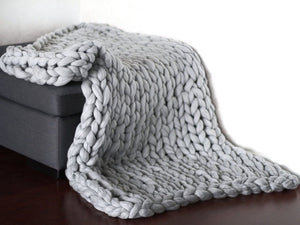 U-miss Fashion Hand Chunky Wool Knitted Blanket Thick Yarn Merino Wool Bulky Knitting Throw Blankets DropShipping 200X200CM