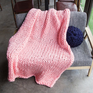 U-miss Fashion Hand Chunky Wool Knitted Blanket Thick Yarn Merino Wool Bulky Knitting Throw Blankets DropShipping 200X200CM