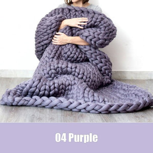 U-miss Fashion Hand Chunky Wool Knitted Blanket Thick Yarn Merino Wool Bulky Knitting Throw Blankets DropShipping 200X200CM