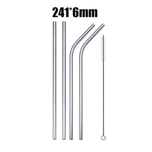 UPORS 4/8Pcs Reusable Drinking Straw High Quality 304 Stainless Steel Metal Straw with Cleaner Brush Wholesale