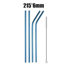 Load image into Gallery viewer, UPORS 4/8Pcs Reusable Drinking Straw High Quality 304 Stainless Steel Metal Straw with Cleaner Brush Wholesale