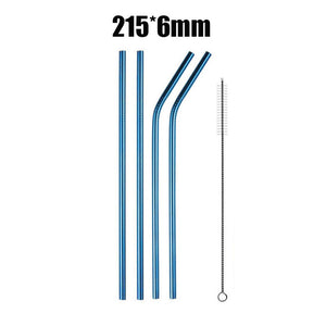 UPORS 4/8Pcs Reusable Drinking Straw High Quality 304 Stainless Steel Metal Straw with Cleaner Brush Wholesale