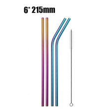 Load image into Gallery viewer, UPORS 4/8Pcs Reusable Drinking Straw High Quality 304 Stainless Steel Metal Straw with Cleaner Brush Wholesale