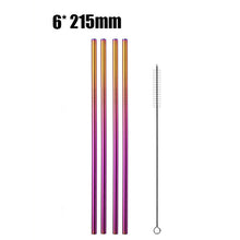 Load image into Gallery viewer, UPORS 4/8Pcs Reusable Drinking Straw High Quality 304 Stainless Steel Metal Straw with Cleaner Brush Wholesale