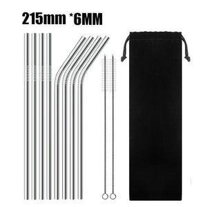 UPORS 4/8Pcs Reusable Drinking Straw High Quality 304 Stainless Steel Metal Straw with Cleaner Brush Wholesale