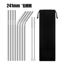 Load image into Gallery viewer, UPORS 4/8Pcs Reusable Drinking Straw High Quality 304 Stainless Steel Metal Straw with Cleaner Brush Wholesale