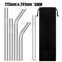 Load image into Gallery viewer, UPORS 4/8Pcs Reusable Drinking Straw High Quality 304 Stainless Steel Metal Straw with Cleaner Brush Wholesale