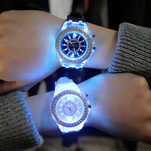 Load image into Gallery viewer, led Flash Luminous Watch Personality trends students lovers jellies woman men&#39;s watches 7 color light WristWatch