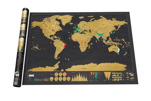 Free shipping Deluxe Black Scratch Off Map World Map Best Decor School Office Stationery Supplies