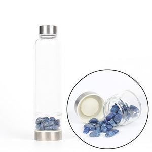 New Product Creative Natural Quartz Crystal Glass Water Bottle Gravel Irregular Stone Cup Point Wand Healing Infused Elixir Cup