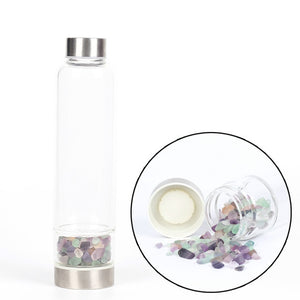 New Product Creative Natural Quartz Crystal Glass Water Bottle Gravel Irregular Stone Cup Point Wand Healing Infused Elixir Cup