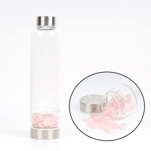 New Product Creative Natural Quartz Crystal Glass Water Bottle Gravel Irregular Stone Cup Point Wand Healing Infused Elixir Cup