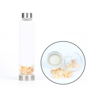 New Product Creative Natural Quartz Crystal Glass Water Bottle Gravel Irregular Stone Cup Point Wand Healing Infused Elixir Cup