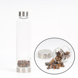 New Product Creative Natural Quartz Crystal Glass Water Bottle Gravel Irregular Stone Cup Point Wand Healing Infused Elixir Cup