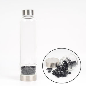 New Product Creative Natural Quartz Crystal Glass Water Bottle Gravel Irregular Stone Cup Point Wand Healing Infused Elixir Cup