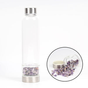 New Product Creative Natural Quartz Crystal Glass Water Bottle Gravel Irregular Stone Cup Point Wand Healing Infused Elixir Cup