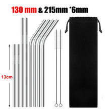 Load image into Gallery viewer, UPORS 4/8Pcs Reusable Drinking Straw High Quality 304 Stainless Steel Metal Straw with Cleaner Brush Wholesale