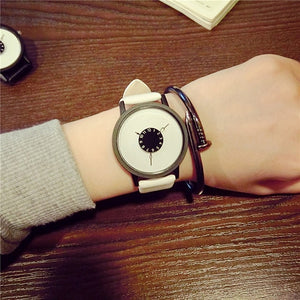 Hot fashion creative watches women men quartz-watch BGG brand unique dial design minimalist lovers' watch leather wristwatches